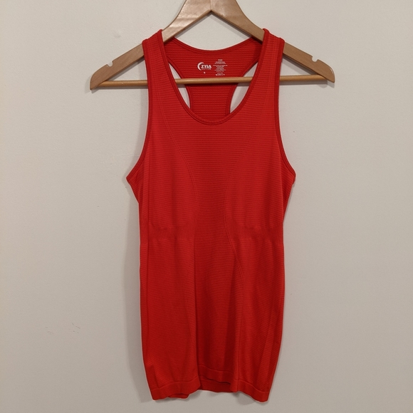 Zyia Active Copper Charged Seamless Racerback Performance Stretch Tank Top Red S - Picture 5 of 13